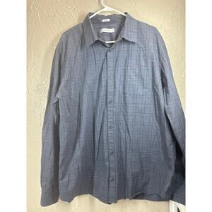 Calvin Klein Long Sleeve Button Down Blue Shirt Business Casual‎ Size XXL